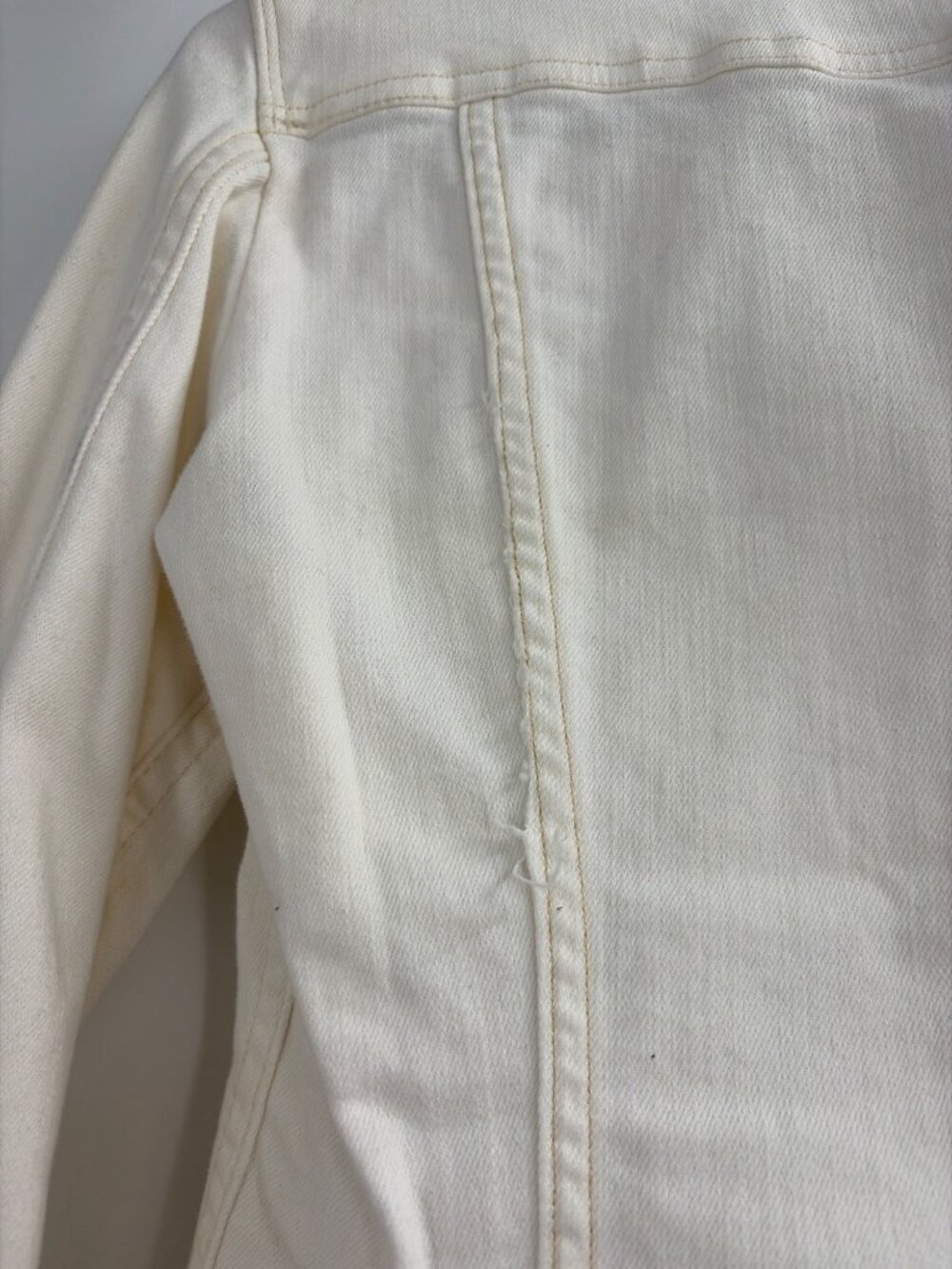 Levis Womens Small Denim Jacket Ivory Button-Front Silver Trim Casual Western - Picture 11 of 11